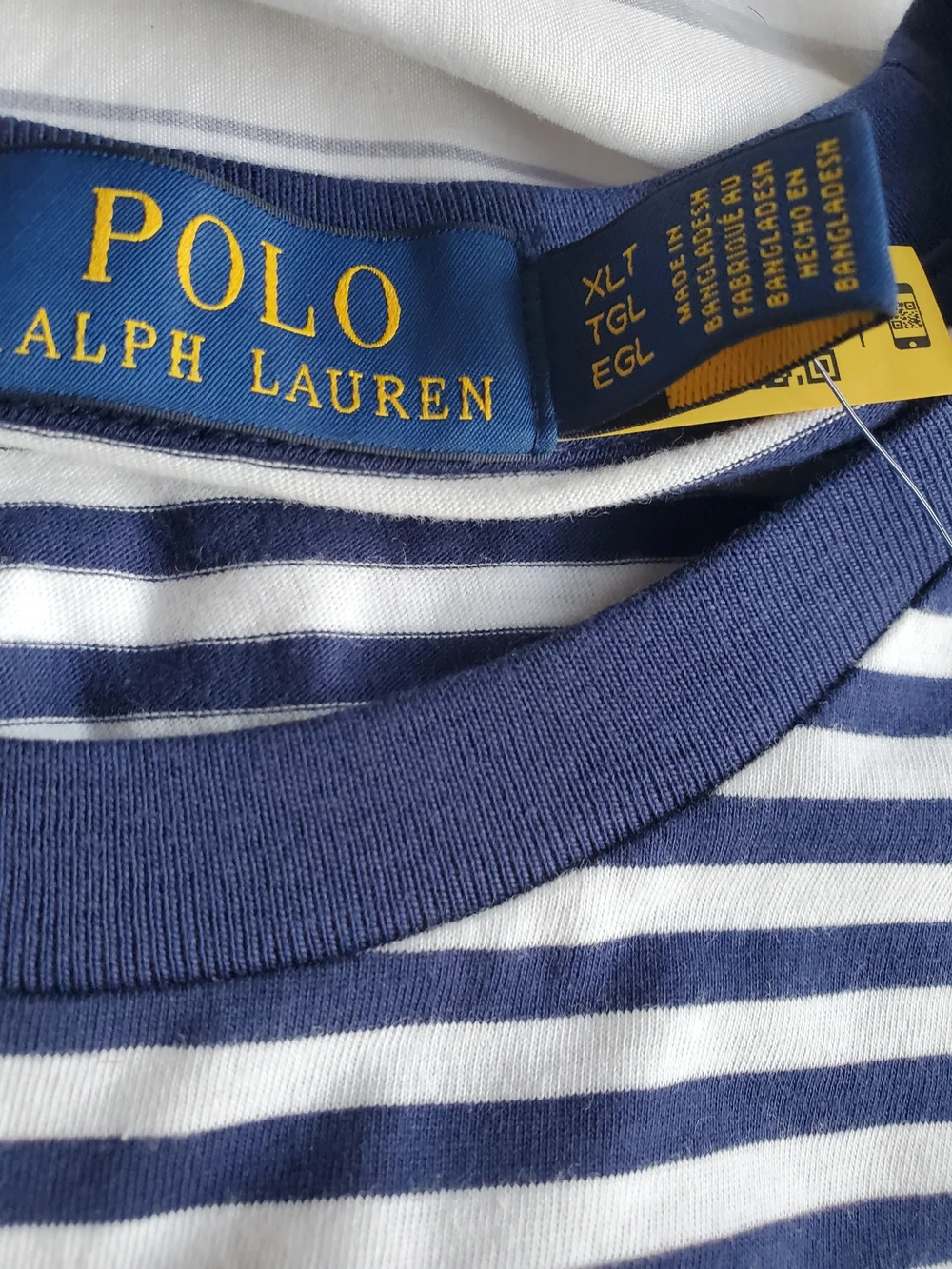 Polo Ralph Lauren Men's Big & Tall Short-Sleeve White-Navy Strip T-Shirt XLT